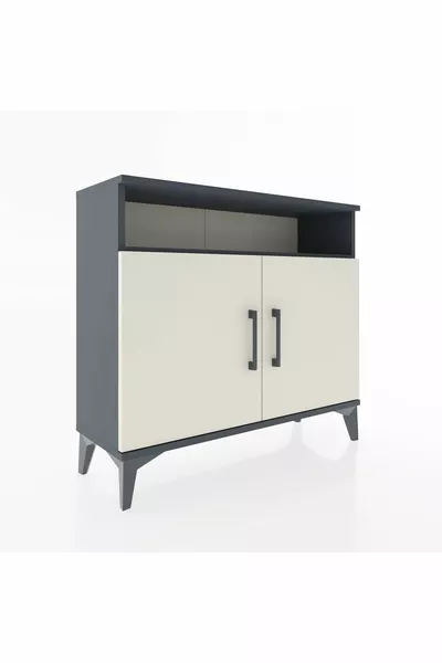 Arges Dresser 2 Shelves 2 Doors Anthracite-Crystal Gray