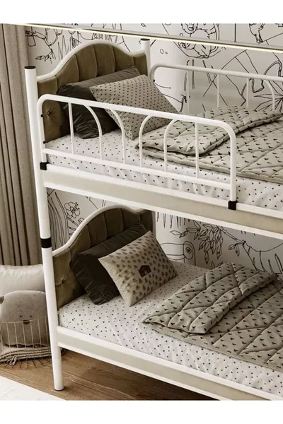 Argimo Melis Youth Bedroom Metal Bunk Bed and Bed