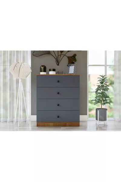 ALMINA DRESSER, 4 DRAWERS, GREY WALNUT
