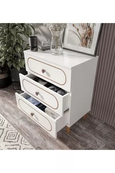 Bohem Wit Dressoir met 3 Lade - Helemaal van MDF van 1e kwaliteit