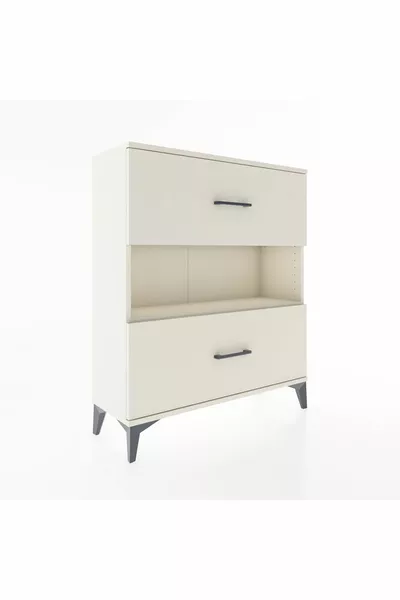 Commode Arges à une étagère et 2 tiroirs Pierre de lune-Pierre de lune