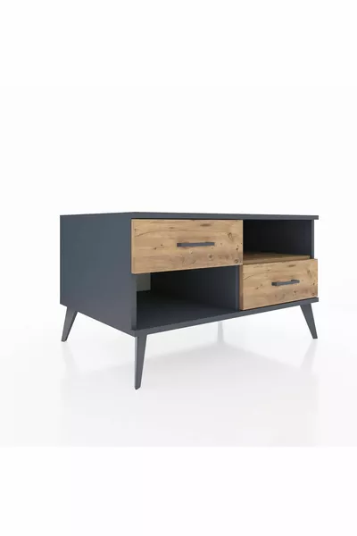 Kronos Dresser Single Shelf 2 Drawers Anthracite-Pine