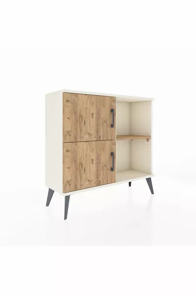 Arges Kommode mit 2 Regalen und 2 Türen, Mondstein-Kiefer