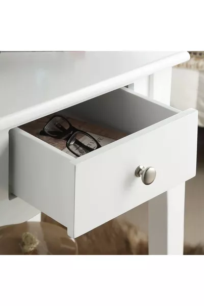 Solid White Lacquer Bonamy Nightstand with Drawer and Shelf - Side Table