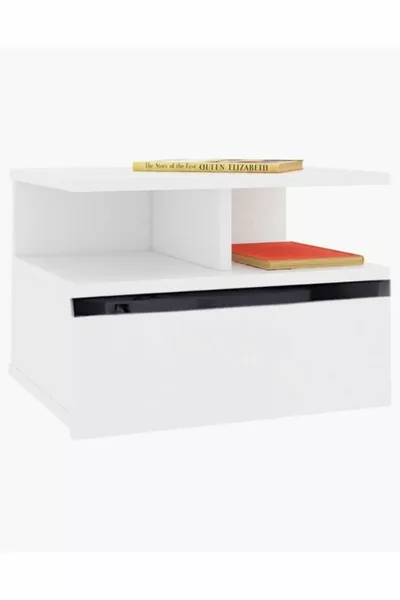 MDF Covered Nightstand - Side Table - Open Shelf Nightstand - Wall Shelf - MDF White - cm