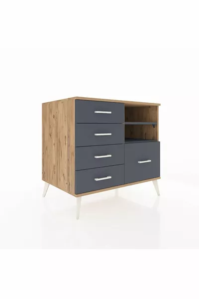 Kronos Dressoir 2 Planken 5 Lade Den-Hout-Antraciet
