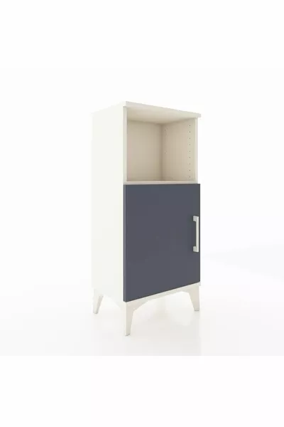 Table de chevet Arges à 2 étagères avec 1 porte, Pierre de lune - Anthracite