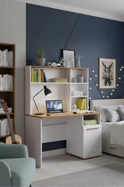 Youth, Kids Wooden-White Study Desk, Gamer Desk, Computer Desk, Children's Room Set