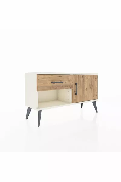 Commode Arges à une étagère, un tiroir et une porte en pierre d'onyx-pin