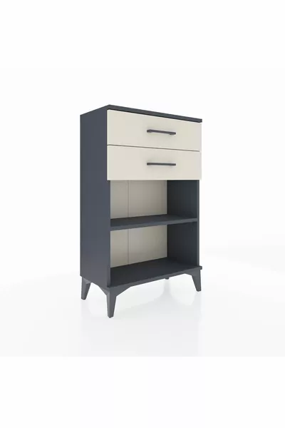Arges Commode Single Shelf 2 Drawers Anthracite-Aytaşı