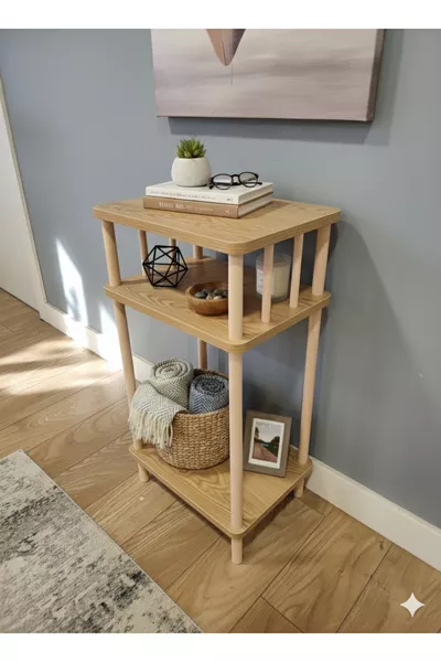 2-Shelf Corner and Side Table - Nightstand – Multi-Purpose Modern Twist-to-Assemble Table