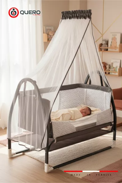 Berceau Koza Anne, Oscillant ou Fixe, Avec Panier, Avec Tulle, Berceau de * cm, Matelas Épais