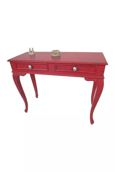 Tavolo da trucco rosso in stile shabby con cassetti Lükens cm