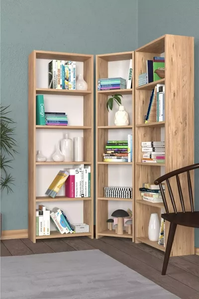 Wide Corner Montessori Bookshelf Atlantic Pine