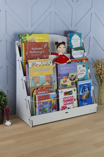 Bibliothèque en bois pour chambre d'enfant Lucky Montessori à 4 étagères