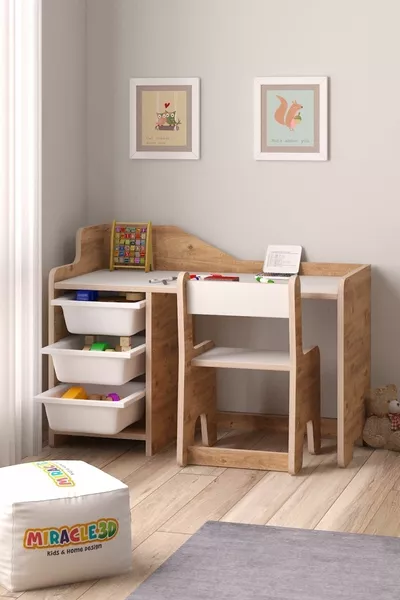 Kinder Speeltafel Activiteitentafel  Cm 3 Mandjes Kinder Bureau met Rugleuning Stoel