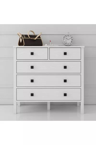 Hunerika Ancona 5-drawer dresser - Wood White - Minifix Connected