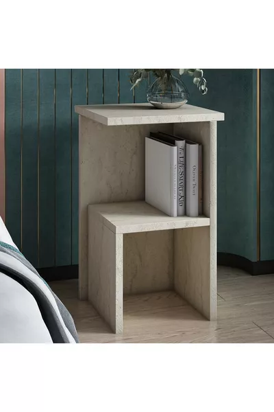Table de chevet et table d'appoint moderne Roisin en travertin