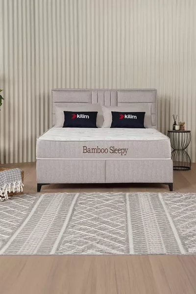 Bamboo Sleepy Ottoman Base with Storage Beige (HEADBOARD AND MATTRESS NOT INCLUDED)
