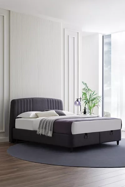 Canto Baza, Silver Headboard Double 2-Piece Set - Anthracite,