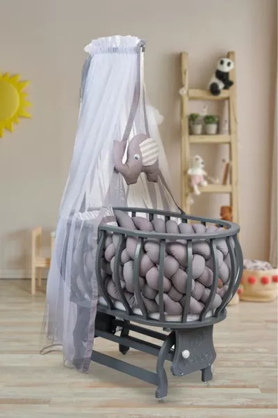 Lina Basket Cradle Wooden Cradle with Woven Sleep Set Natural Wooden Cradle