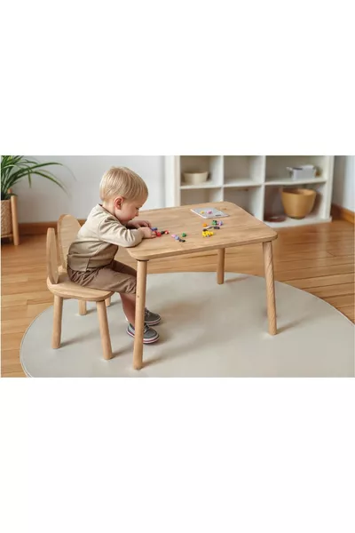 Safir Eiken Naturel Activiteitentafel Kinderstoel Set met 1 Stoel