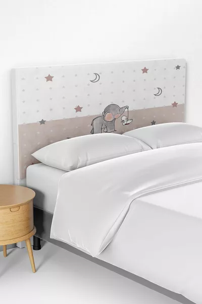 Star and Elephant Pattern Children's Room Bed Base Headboard Cover