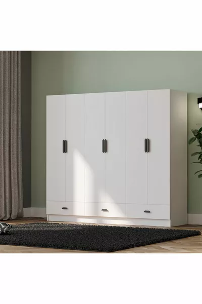 Armoire Mega avec 6 Portes et 3 Tiroirs İnci