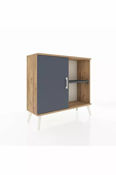 Commode Arges à 2 étagères avec 1 porte, pin-anthracite