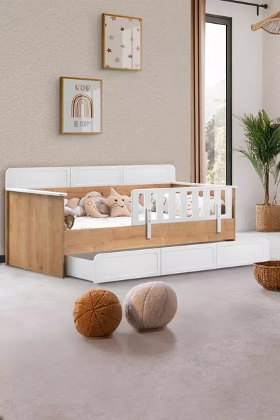 Mira Children's Room Set, Mira Bunk Bed, Berlin 3-Door Wardrobe, Dresser - Walnut
