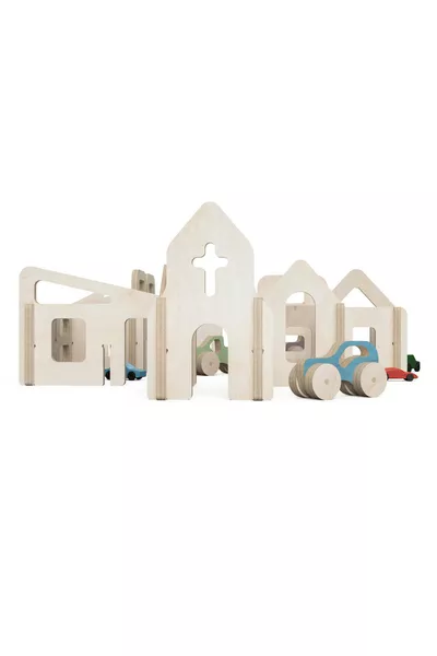- Jouet éducatif Toy City en bois naturel et sain Montessori