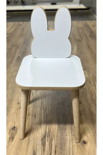 Beyaz Tavşan Hayvan Temalı Tabure Sandalye