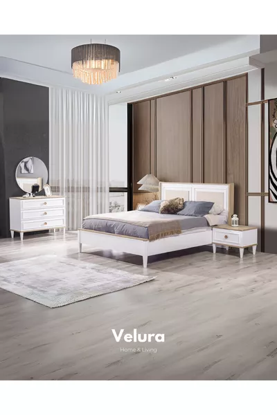 Legna Bedroom Set (Wardrobe + Dresser + Nightstand + Bed Frame)