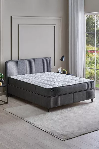 Wool Sense Bed Base and Headboard 3-Piece Set - Dark Gray