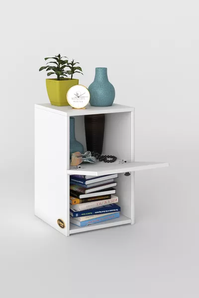 Table de chevet Izumi Byz ** Table de chevet, bibliothèque, meuble à chaussures avec portes et dossier