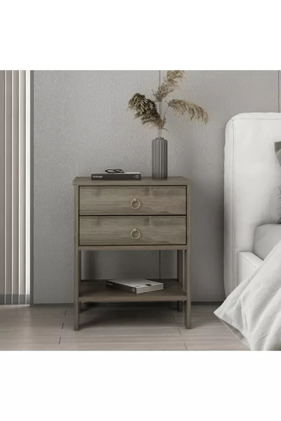 Zen Modern 2-Drawer Nightstand Walnut