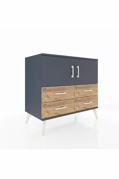 Hyperion Dressoir 2 Planken 4 Lades 2 Deuren Antraciet-Antraciet/Den