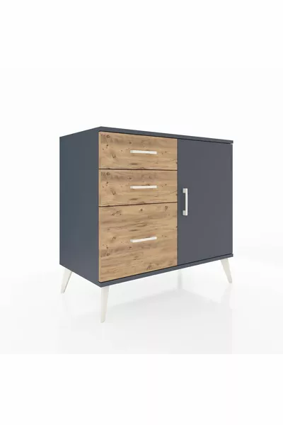 Hyperion Dressoir Met Één Plank, 3 Lades En Eén Deur Antraciet-Antraciet/Den