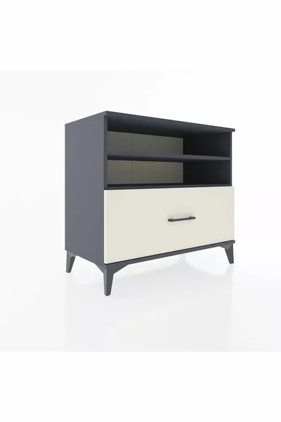 Hyperion Kommode 2 Regale Einzelschublade Anthrazit-Marmor