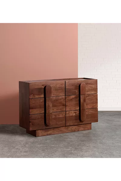 Rolo Solid Dark Walnut 6-Drawer Dresser