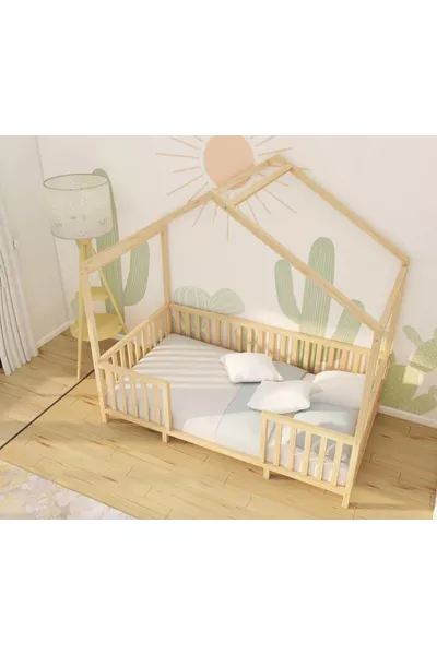 Design Baby- und Kinderbett aus naturbelassenem Holz