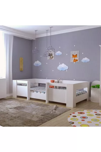 Vega Montessori Lit en MDF Blanc Compatible avec Matelas M