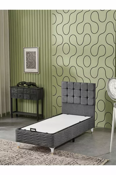 Bengü Single Bed (Base, Headboard, Mattress) 3-Piece Set