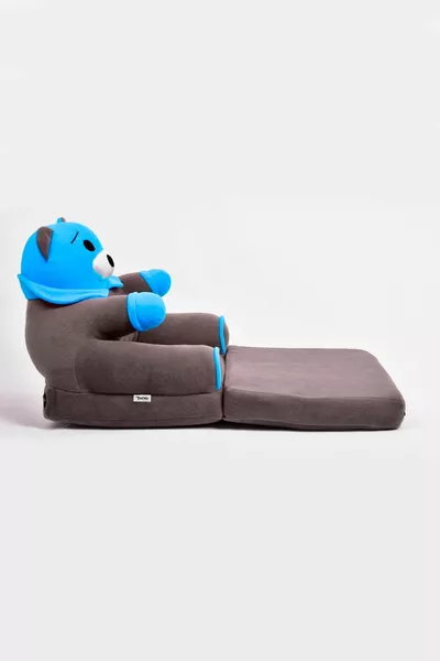 Sedia per bambini pieghevole portatile antibatterica - Panda, Poltrona Orsetto grigio blu