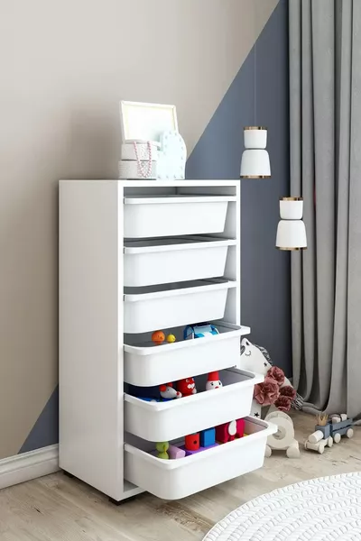 6 Manden Multifunctionele Kast, Keukenkast, KinderSpeelgoedkast, Speelgoed Organisator