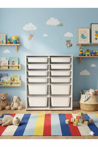 Multi-Purpose Toy Cabinet with Drawers and Storage Unit – Kids' Room Organizer with Gift Tag