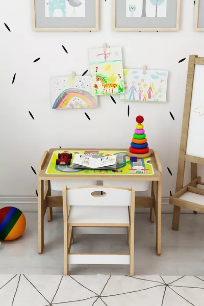 Lesson Montessori Wooden Activity Table and Chair Set