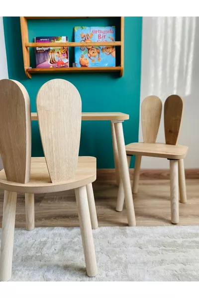 TABLE ET CHAISES D'ACTIVITÉ MONTESSORI 1 TABLE 2 CHAISES OREILLES DE LAPIN