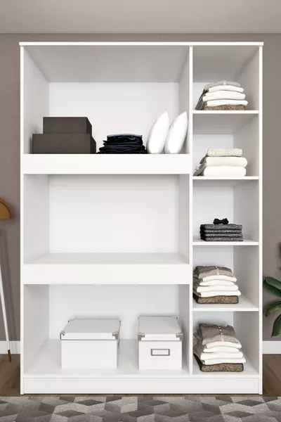 Ases  Large Wardrobe Cabinet with Shelves White - Sapphire Oak