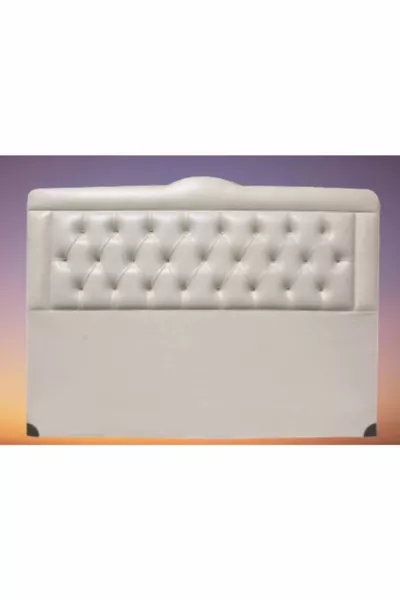 Tête de lit en simili cuir crème et marron combiné matelassé  cm Fait main